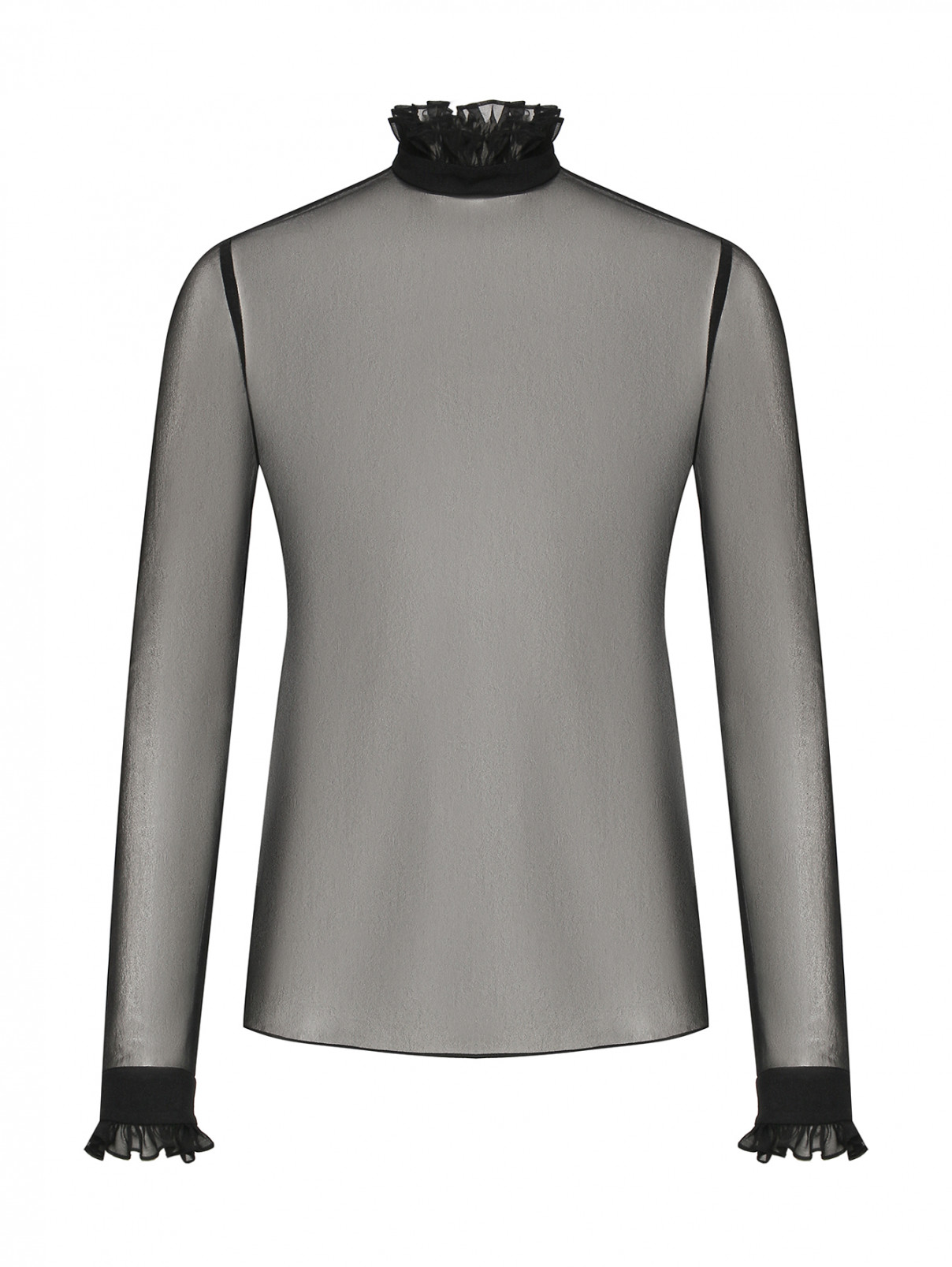 Полупрозрачная блуза со сборками Philosophy di Lorenzo Serafini  –  Общий вид  – Цвет:  Черный