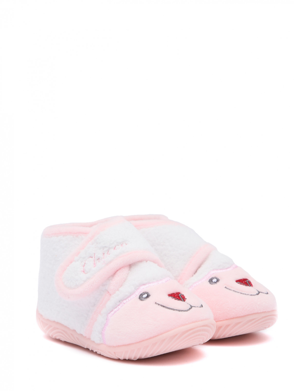 Ботинки из текстиля с вышивкой Chicco  –  Общий вид  – Цвет:  Розовый