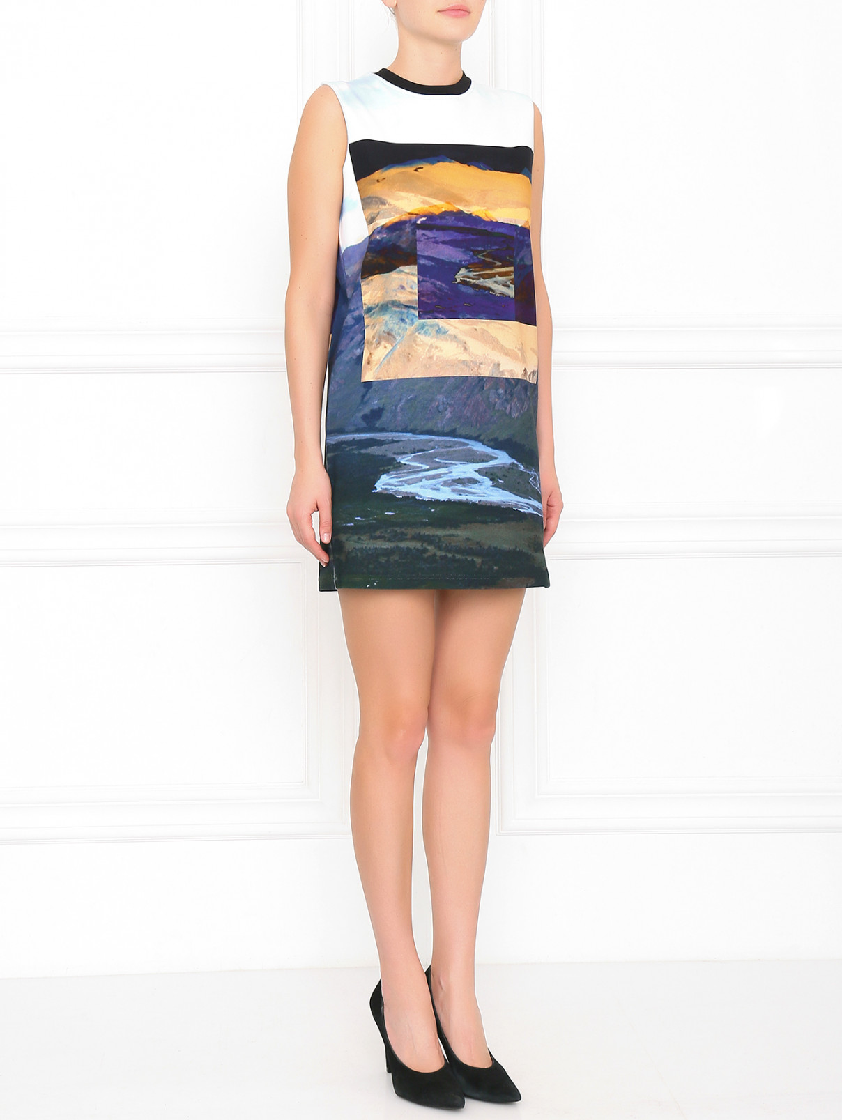 Платье из хлопка с узором Alexander McQueen  –  Модель Общий вид  – Цвет:  Узор