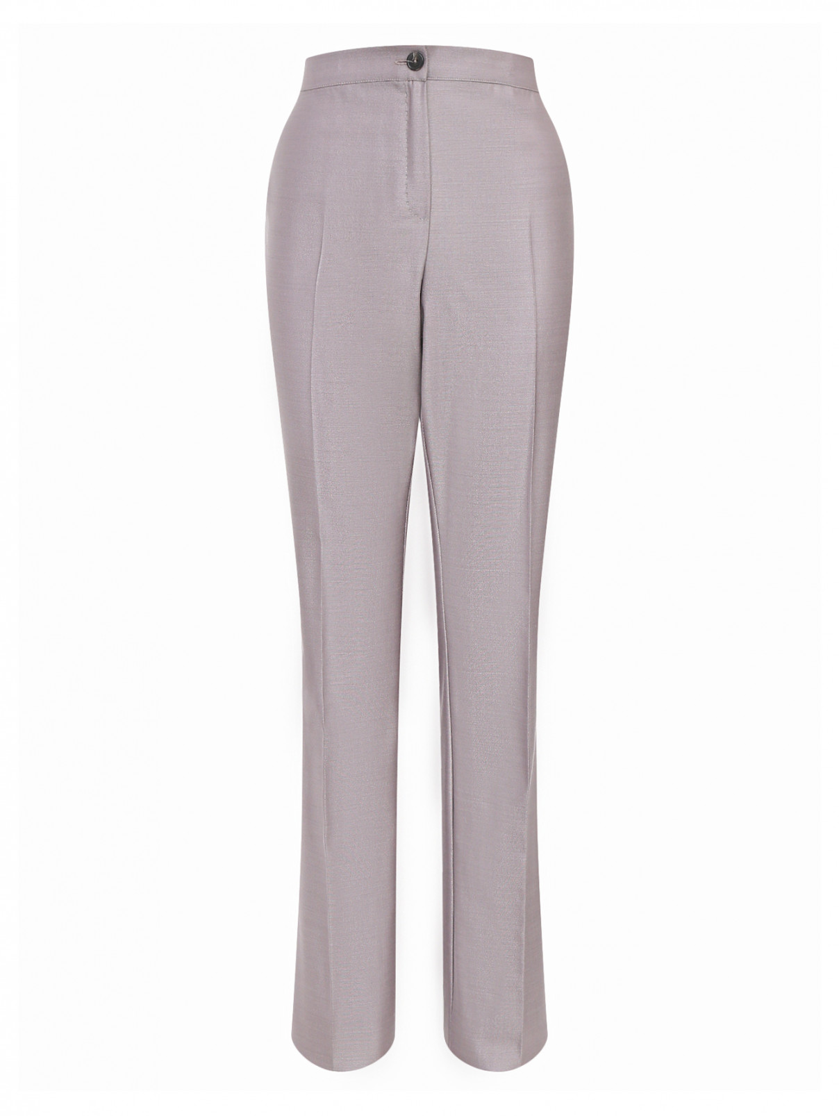 Прямые брюки из шерсти и шелка Marina Rinaldi  –  Общий вид  – Цвет:  Серый