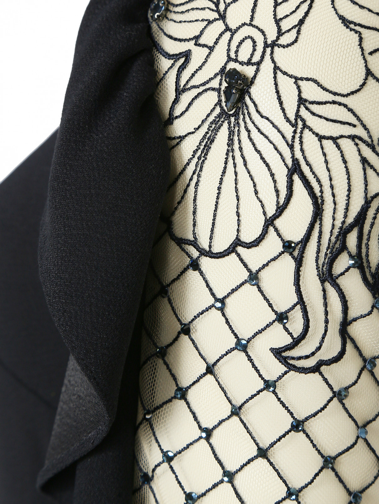 Платье-макси с декоративными воланами на рукавах Jenny Packham  –  Деталь  – Цвет:  Синий