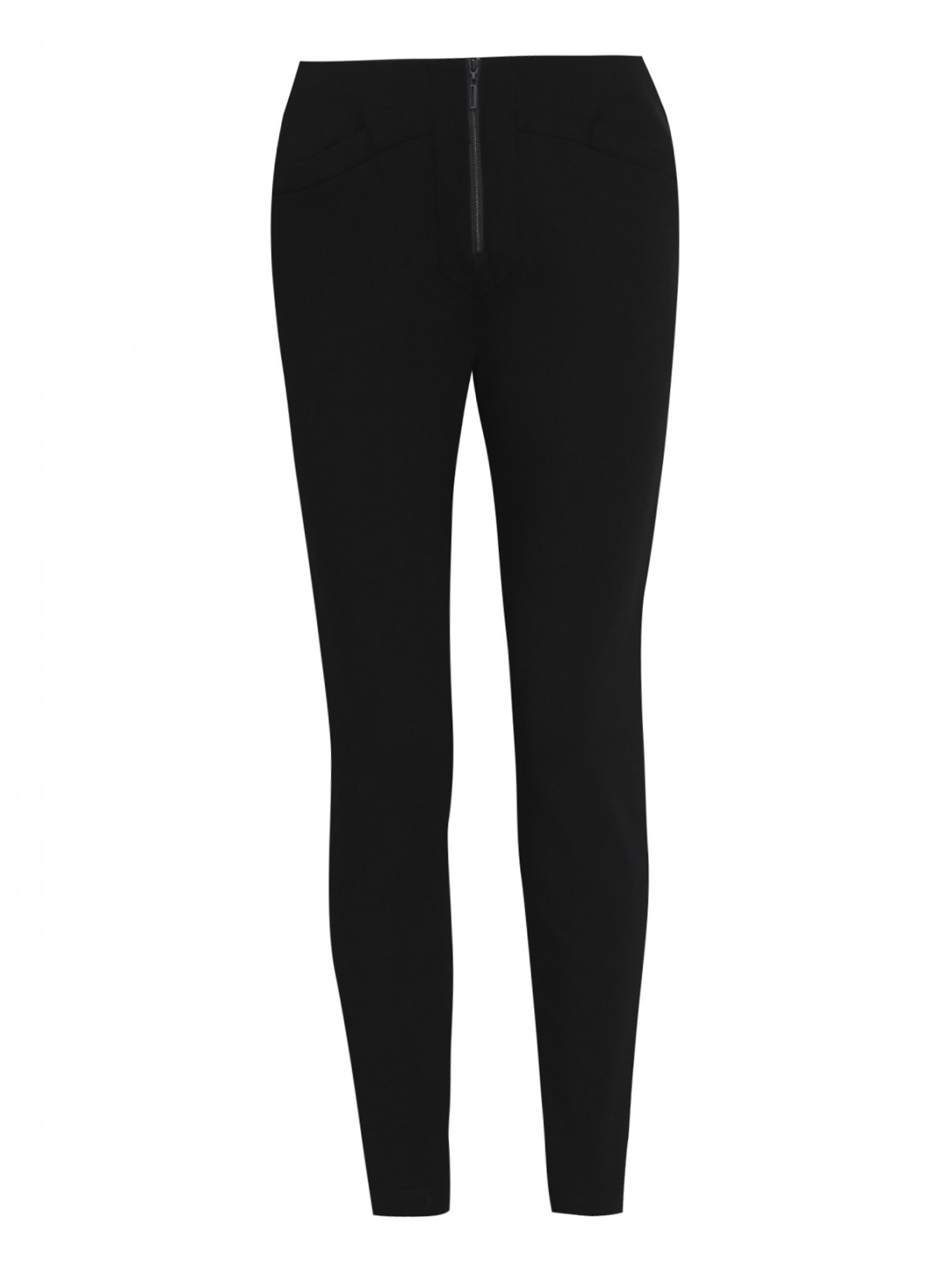 Укороченные брюки из шерсти с карманами MARYLING  –  Общий вид  – Цвет:  Черный