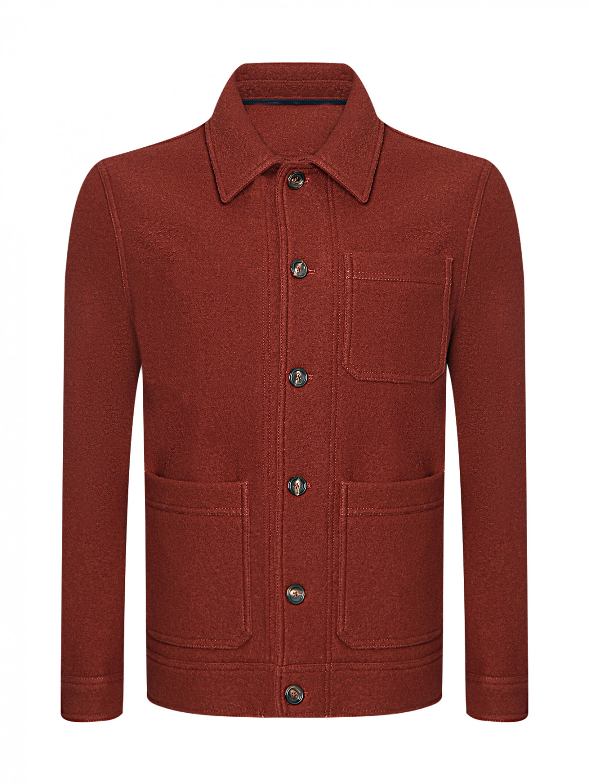 Куртка из шерсти с накладными карманами Circolo  –  Общий вид  – Цвет:  Коричневый