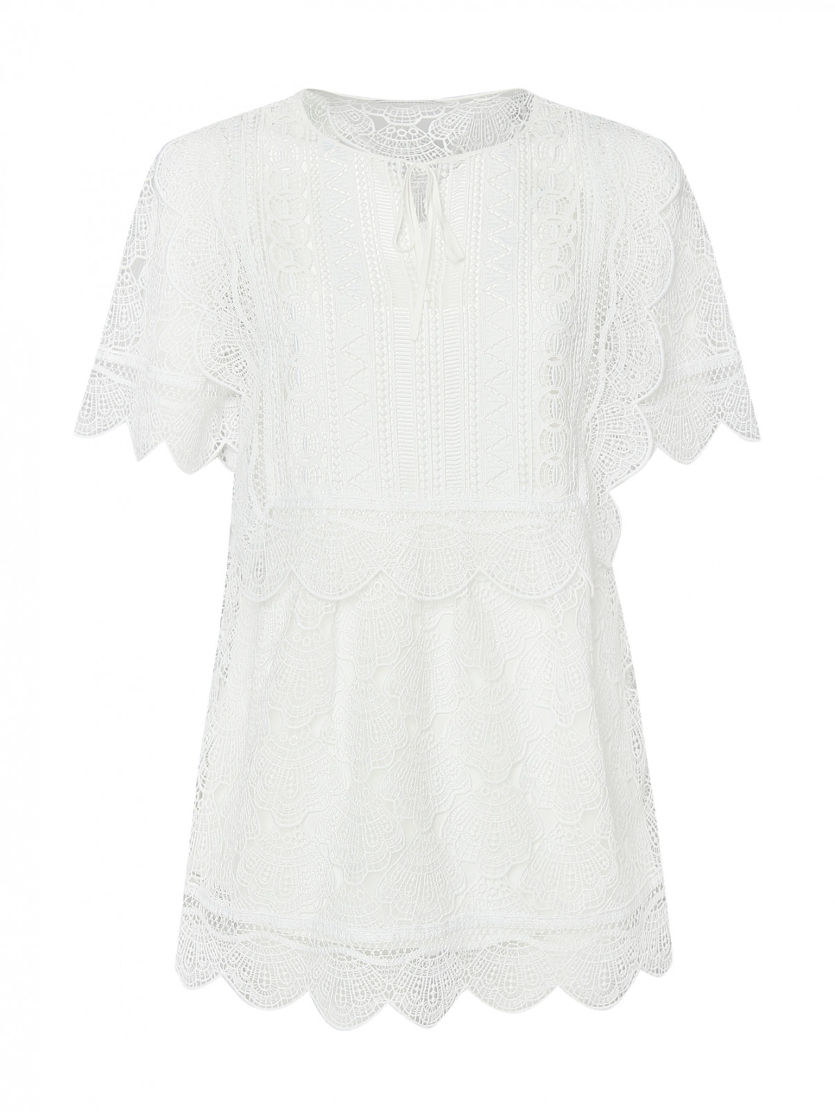 Блуза из кружева Alberta Ferretti  –  Общий вид  – Цвет:  Белый