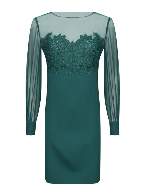 Платье из шелка и вискозы с кружевной отделкой Luisa Spagnoli - Общий вид