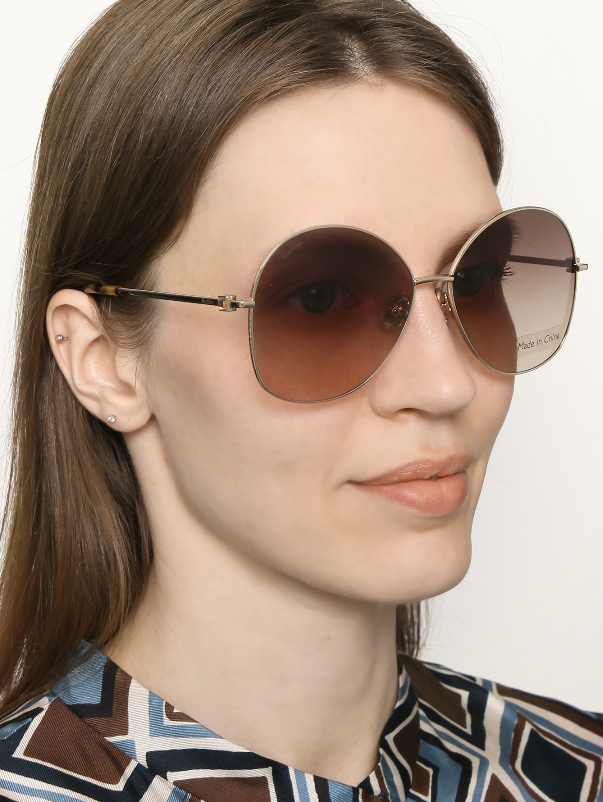 Солнцезащитные очки в оправе из металла Max Mara  –  МодельОбщийВид  – Цвет:  Золотой