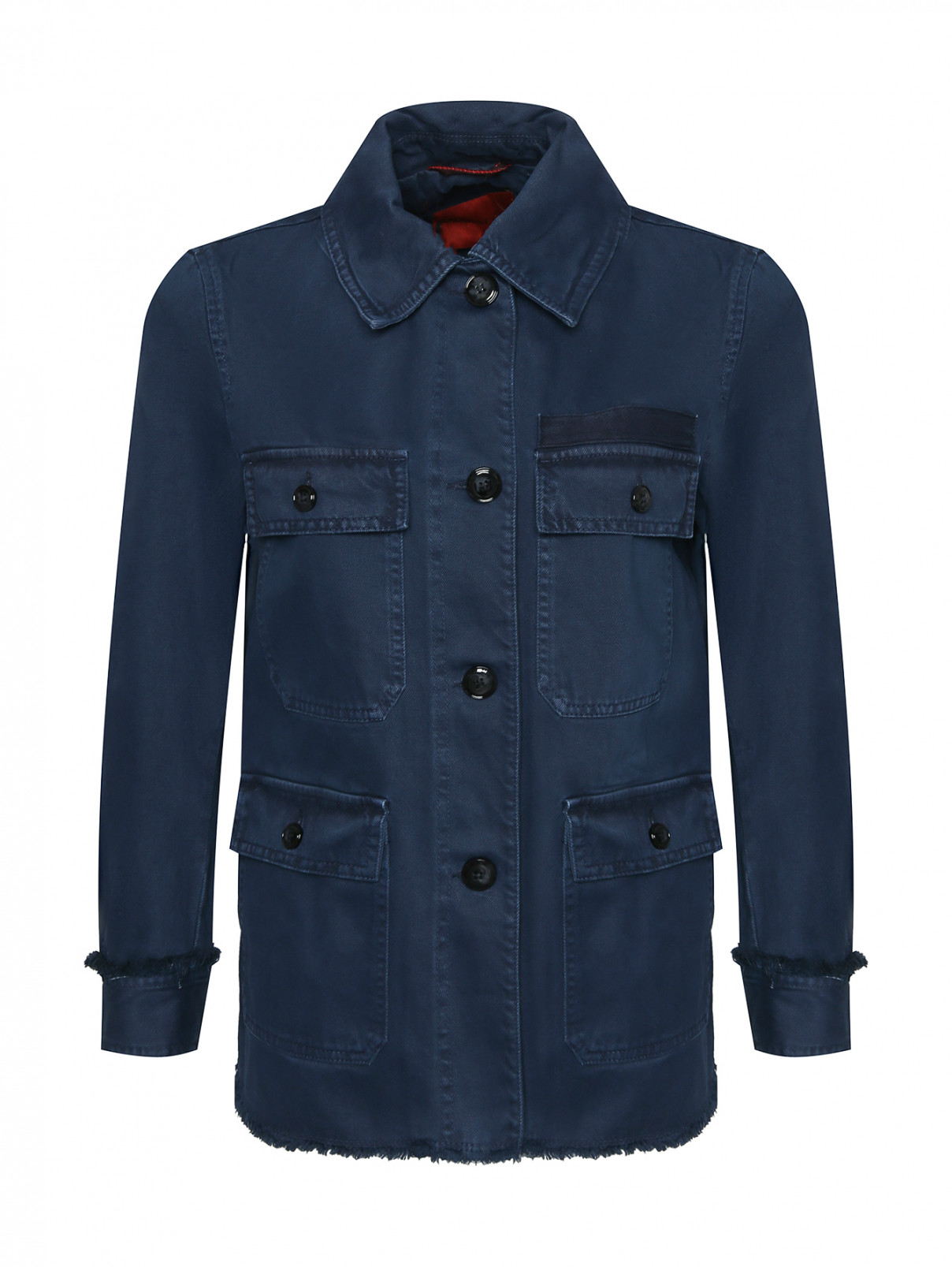 Куртка из хлопка с накладными карманами Max&Co  –  Общий вид  – Цвет:  Синий