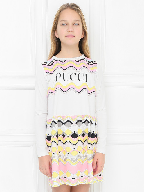 Платье трикотажное с принтом Emilio Pucci - МодельВерхНиз