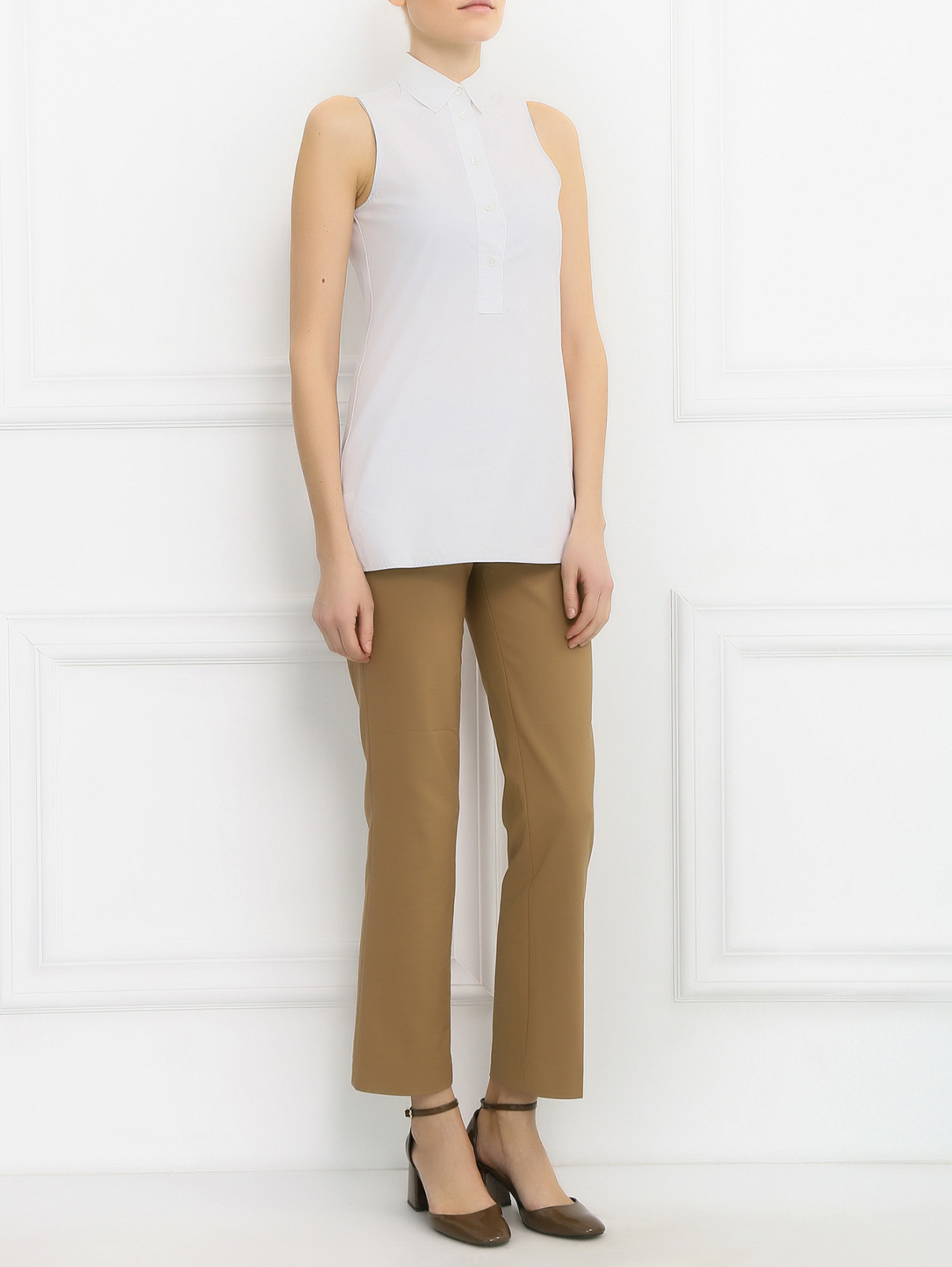 Блуза из хлопка без рукавов Paul Smith  –  Модель Общий вид  – Цвет:  Белый