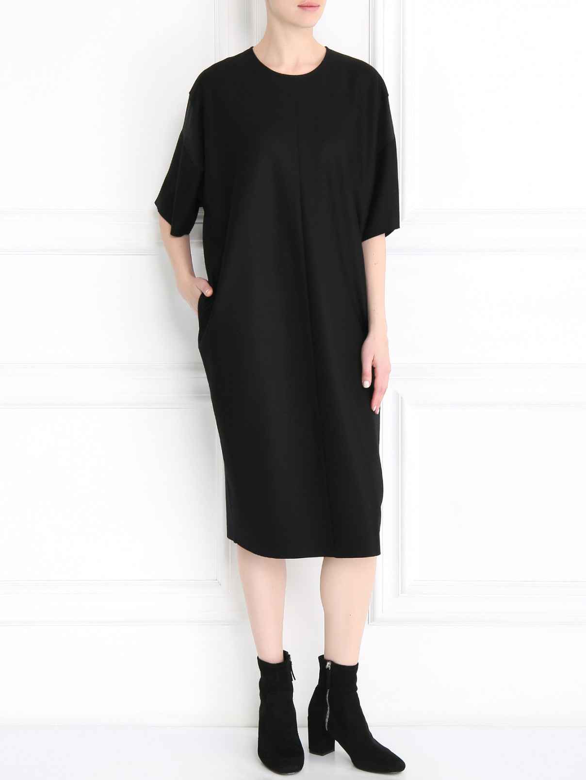Платье из шерсти Jil Sander  –  Модель Общий вид  – Цвет:  Серый