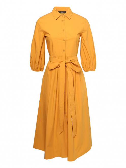Однотонное платье-миди из хлопка Weekend Max Mara - Общий вид