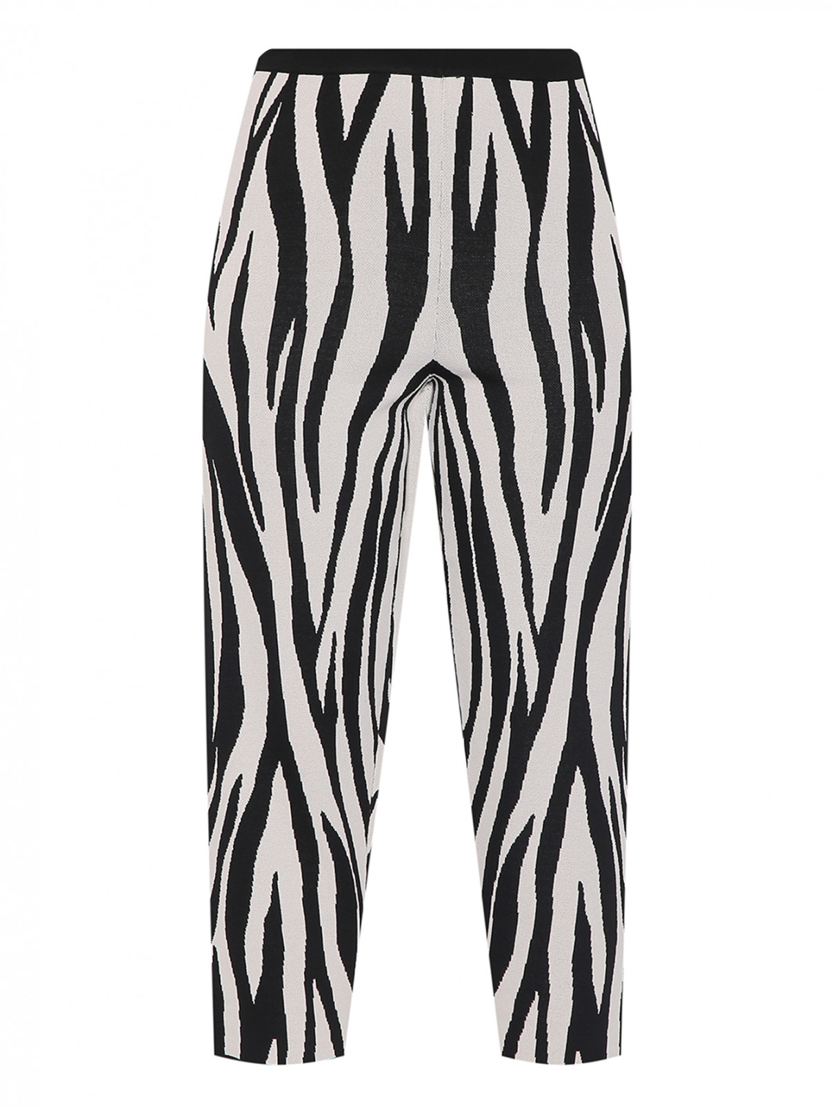 Трикотажные брюки прямого кроя на резинке Marina Rinaldi  –  Общий вид  – Цвет:  Черный