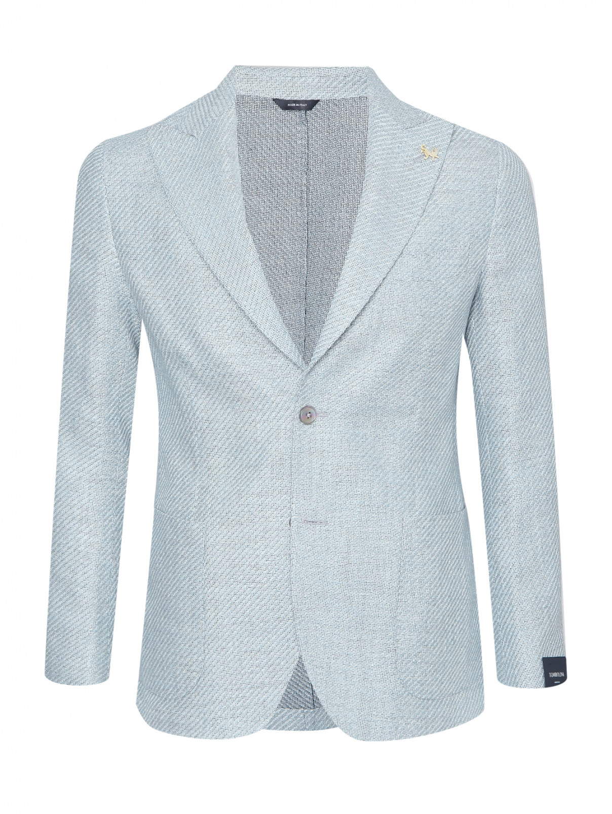 Пиджак из шелка и льна с карманами Tombolini  –  Общий вид  – Цвет:  Синий