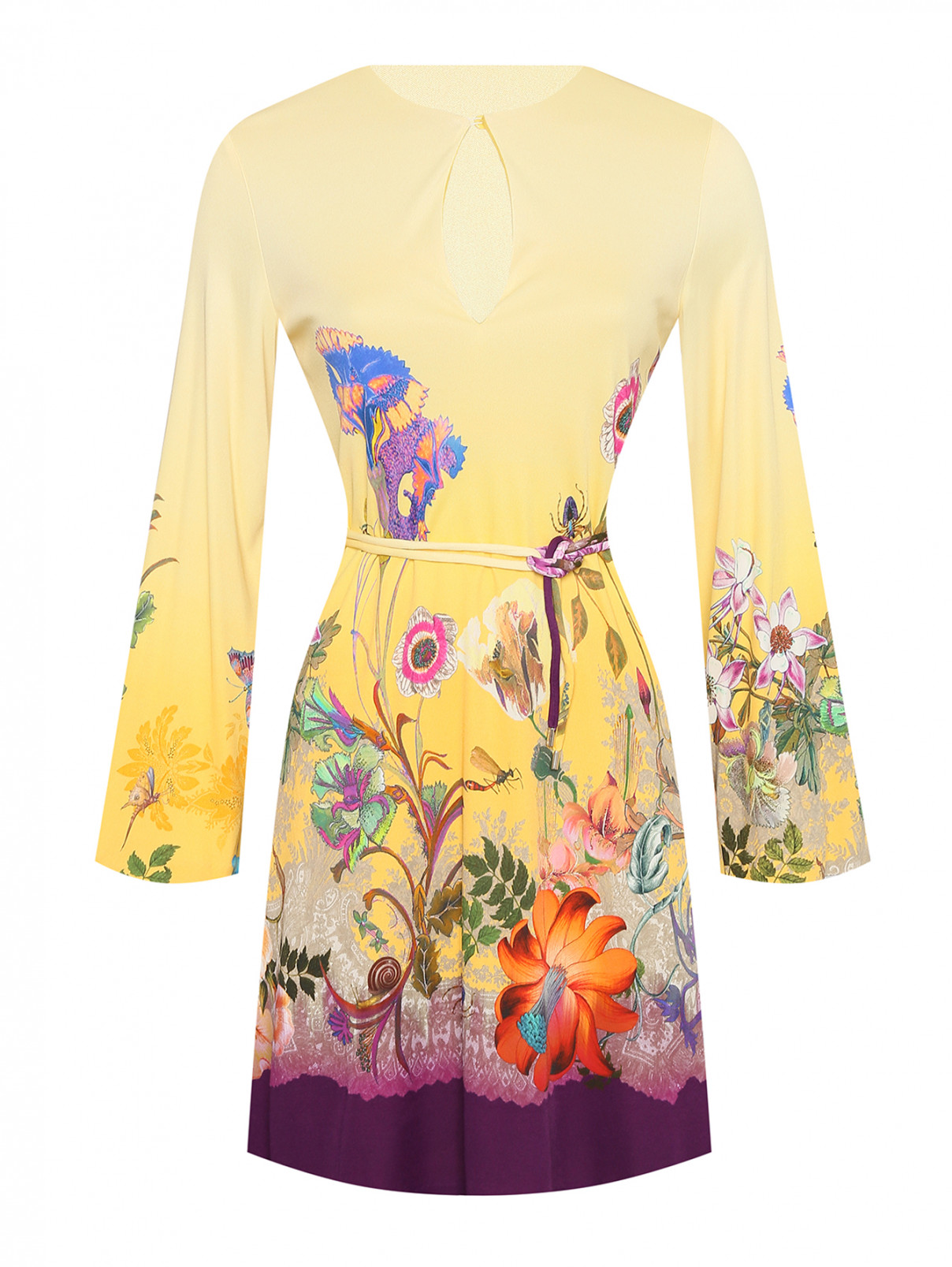 Платье из вискозы и шелка с узором Etro  –  Общий вид  – Цвет:  Желтый