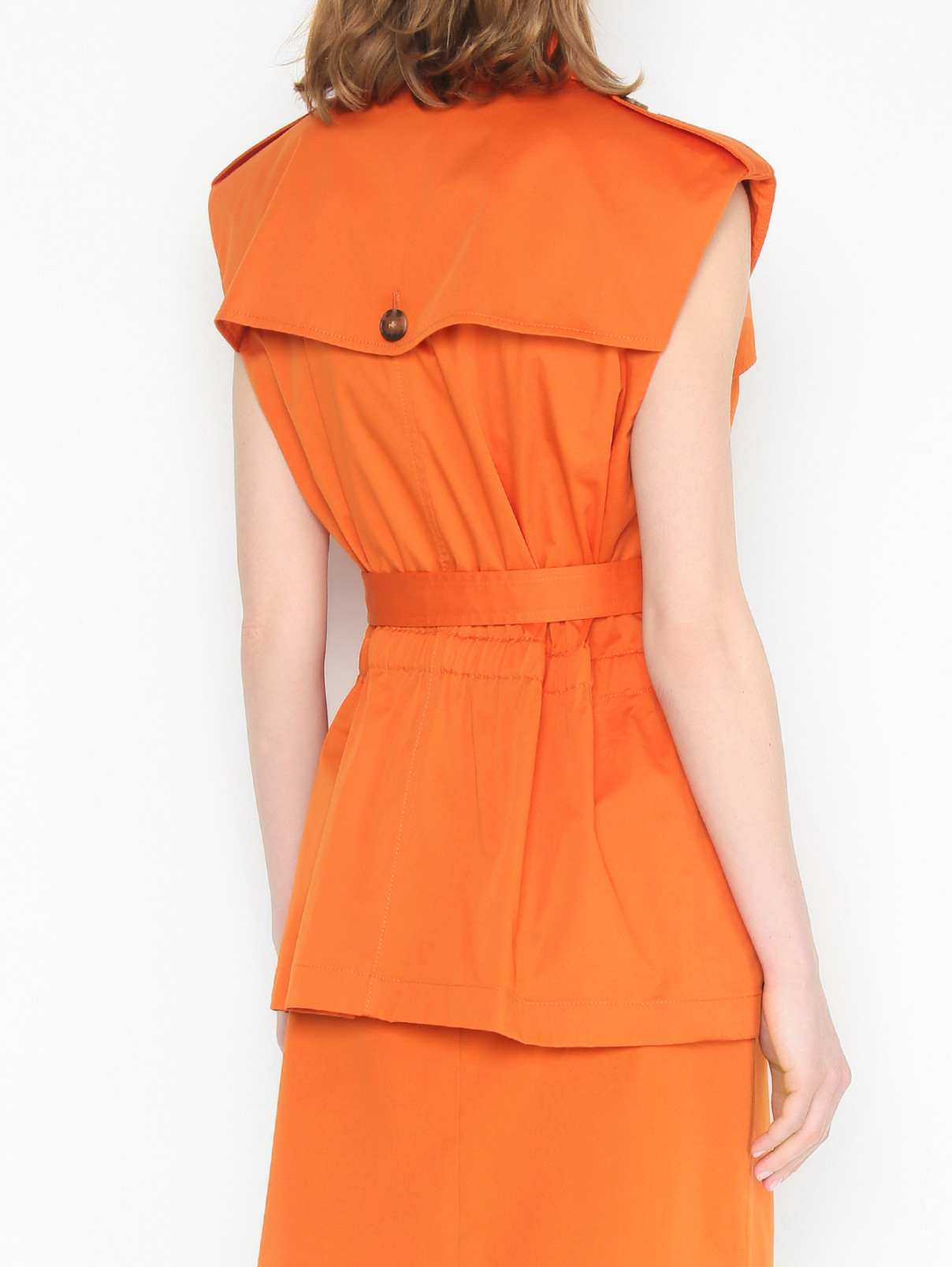 Жилет из хлопка с карманами Luisa Spagnoli  –  МодельВерхНиз1  – Цвет:  Оранжевый