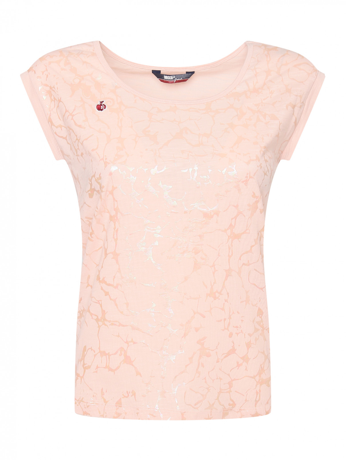 Трикотажная футболка с вышивкой BOSCO  –  Общий вид  – Цвет:  Розовый