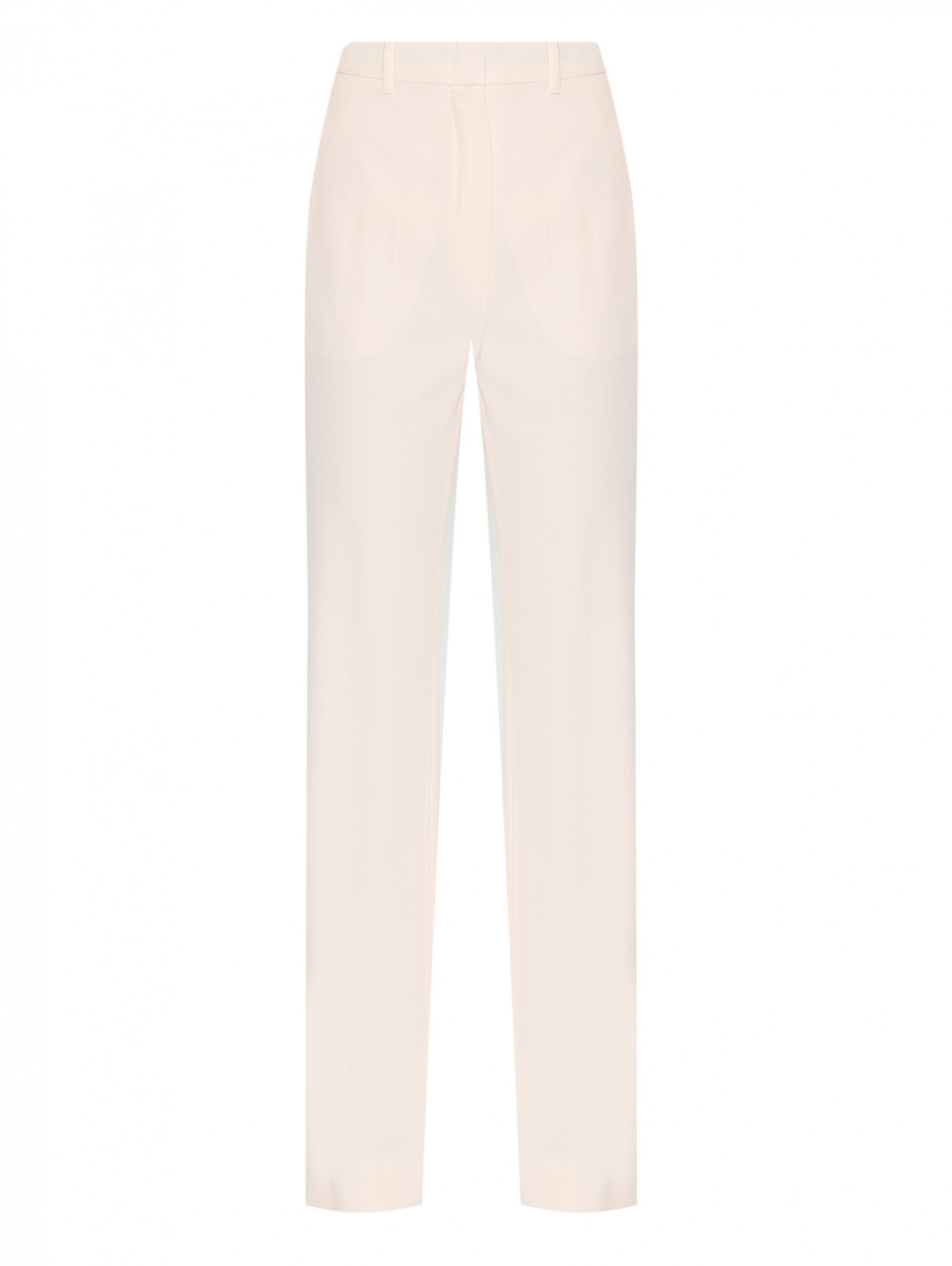 Однотонные прямые брюки из шерсти Max Mara  –  Общий вид  – Цвет:  Розовый