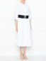Платье-миди из хлопка с контрастным поясом Tara Jarmon  –  МодельВерхНиз