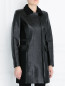 Пальто из смешанной шерсти с декоративными лаковыми вставками Barbara Bui  –  Модель Верх-Низ