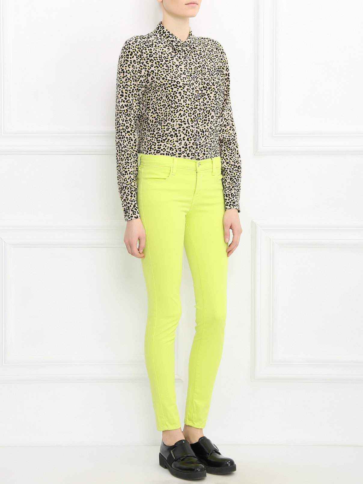 Узкие джинсы J Brand  –  Модель Общий вид  – Цвет:  Зеленый