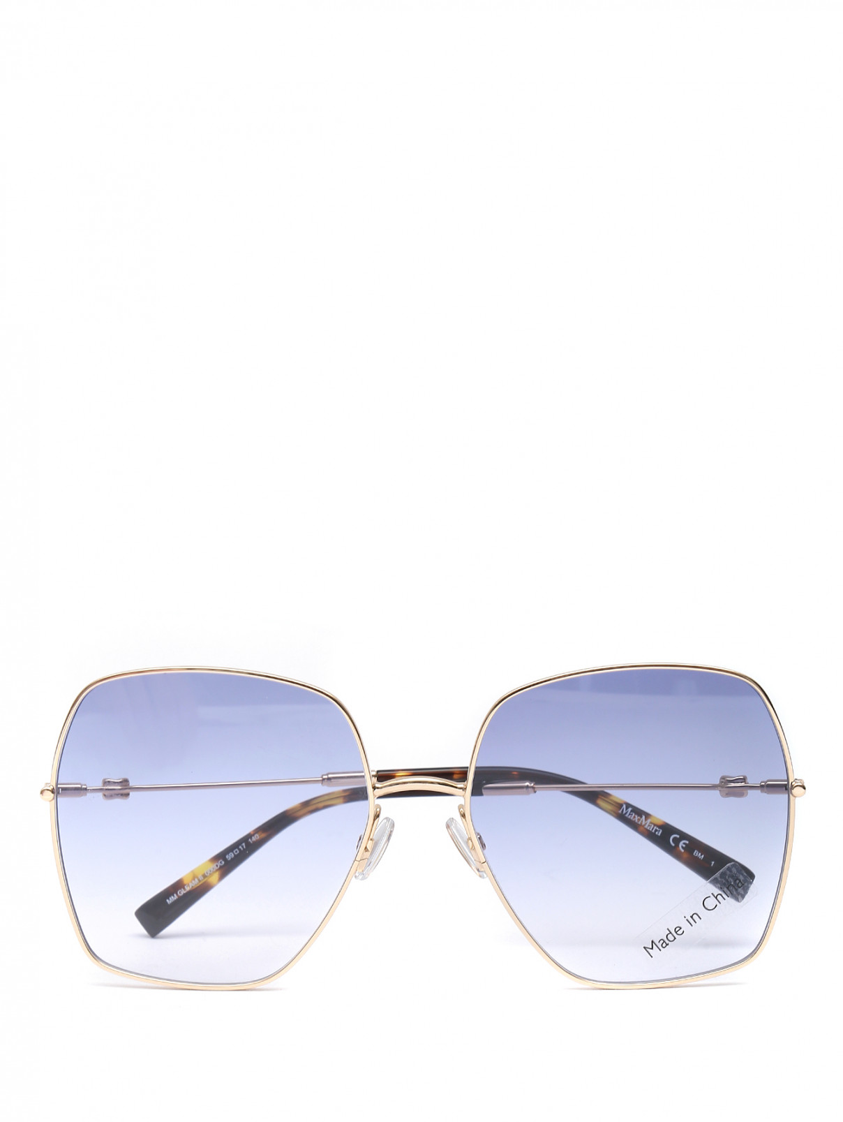 Очки солнцезащитные в металлической оправе Max Mara  –  Общий вид  – Цвет:  Золотой