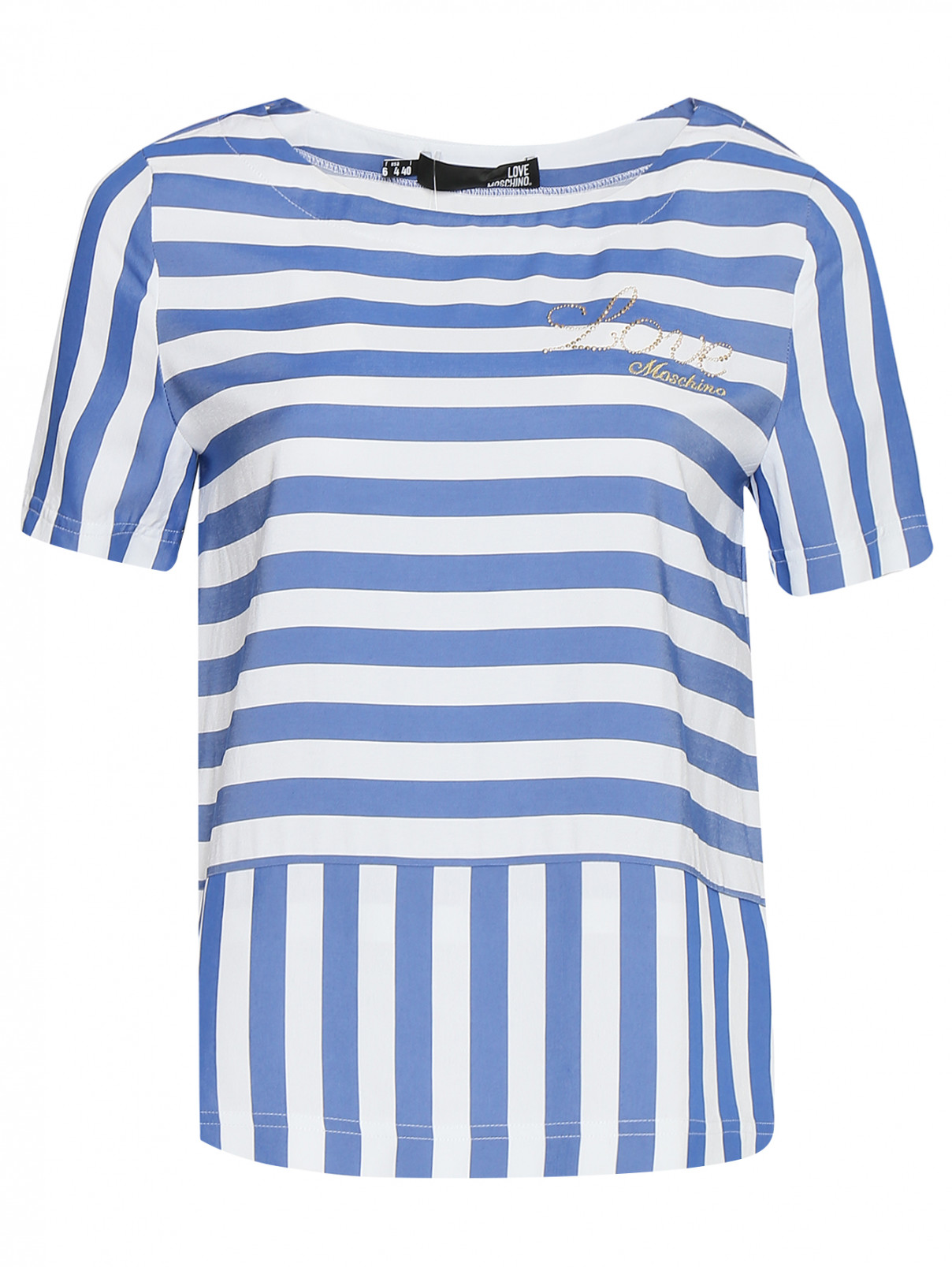 Блуза свободного кроя с узором полоска Love Moschino  –  Общий вид  – Цвет:  Узор