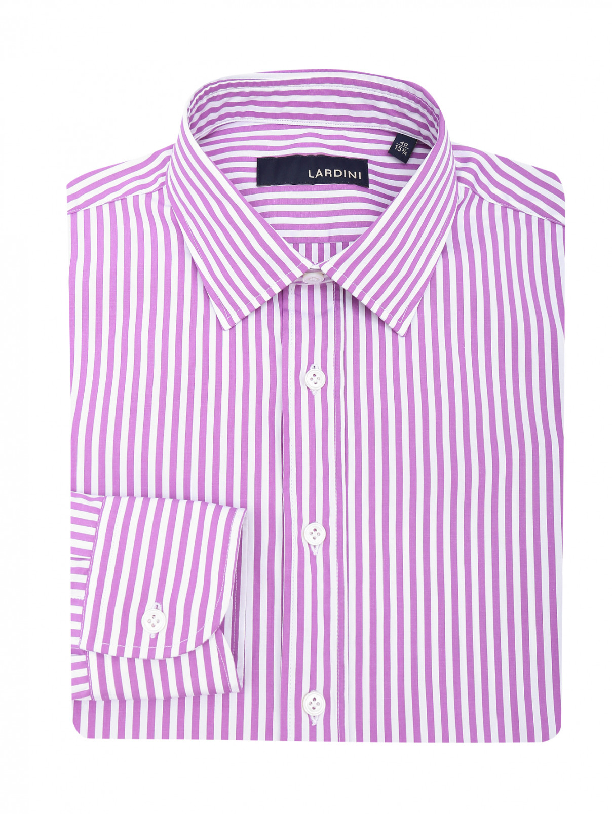 Рубашка из хлопка с узором "полоска" LARDINI  –  Общий вид  – Цвет:  Узор