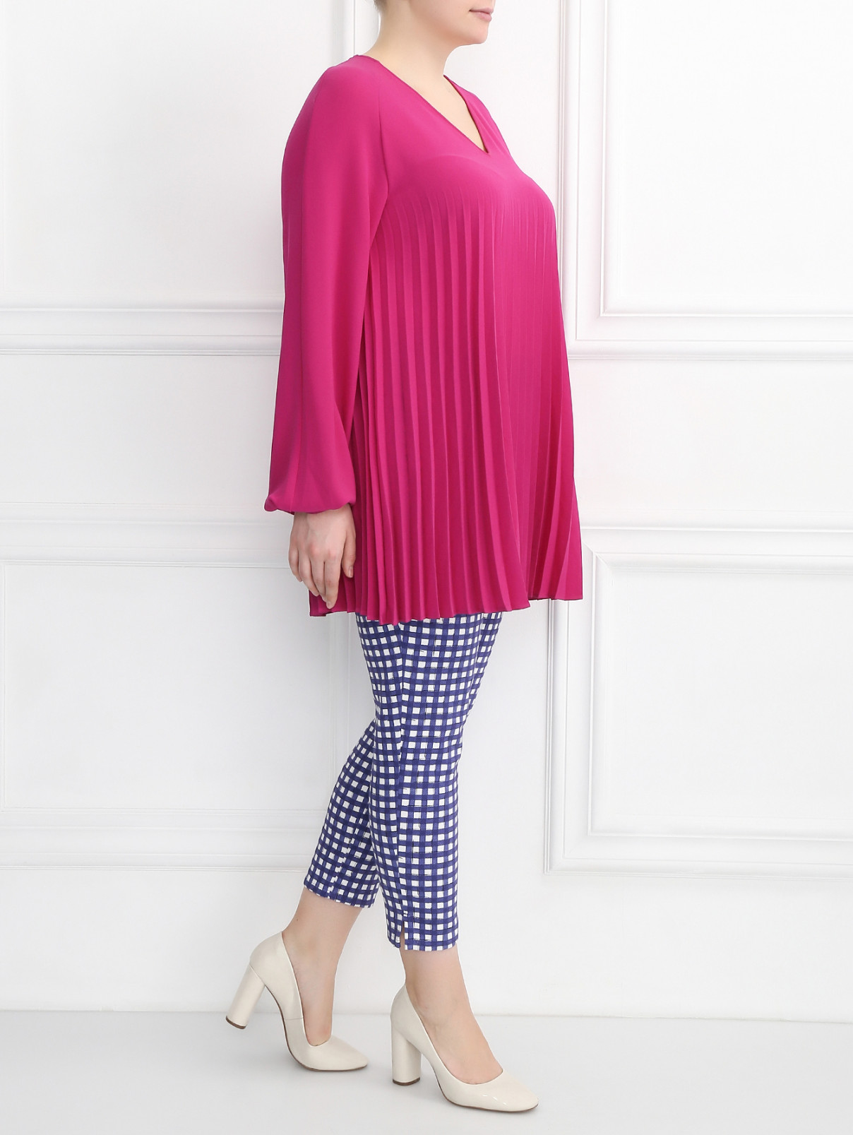 Блуза декорированная плиссировкой Marina Rinaldi  –  Модель Общий вид  – Цвет:  Фиолетовый