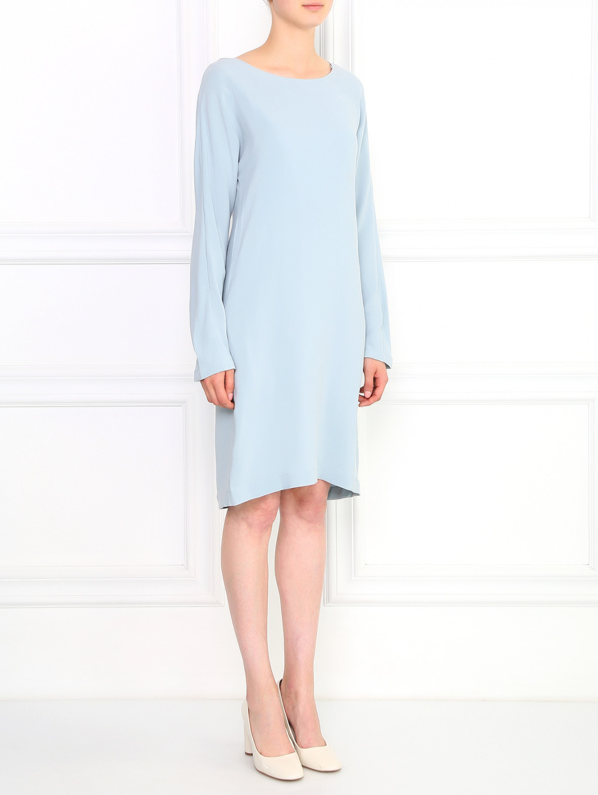 Платье из шелка с боковыми карманами CLOSED  –  Модель Общий вид  – Цвет:  Серый