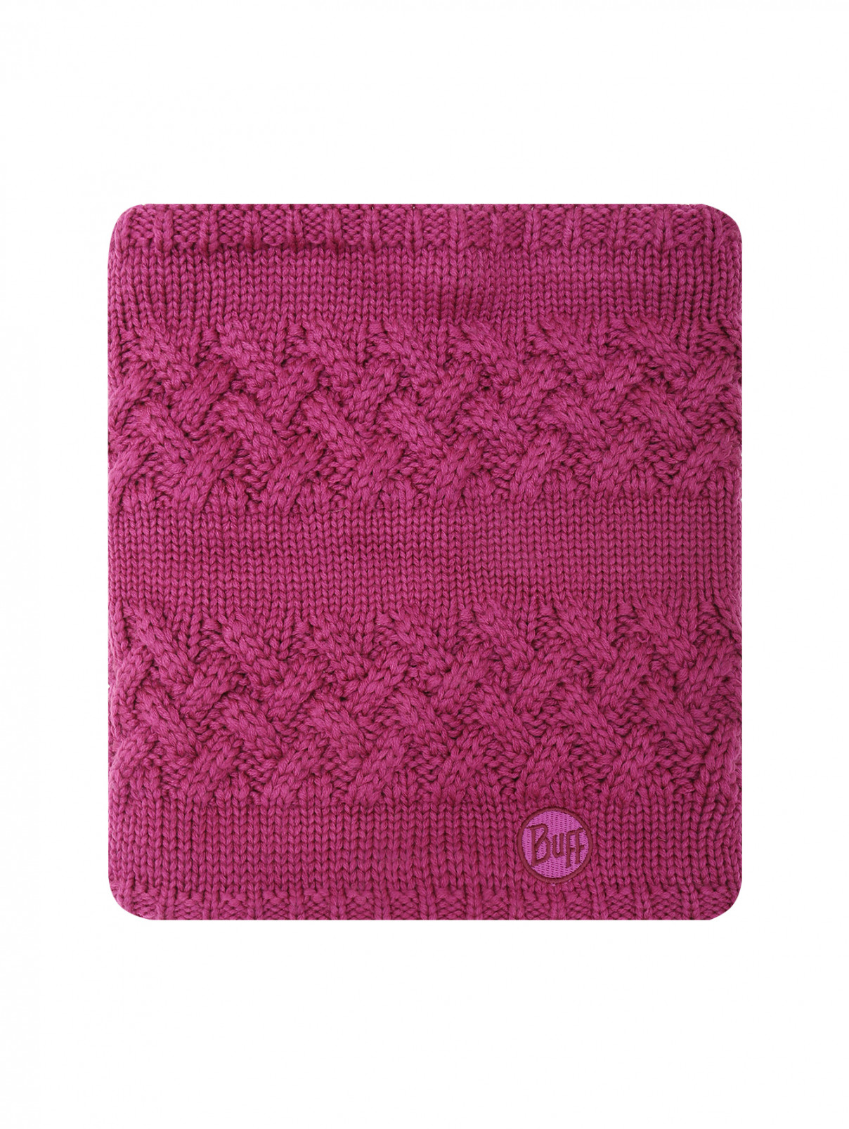 Шарф-снуд фактурной вязки Buff  –  Общий вид  – Цвет:  Фиолетовый