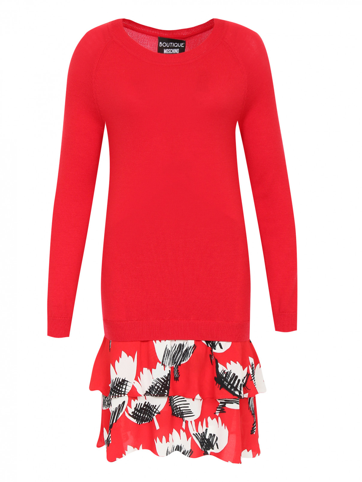 Платье-мини из шерсти Moschino Boutique  –  Общий вид  – Цвет:  Красный