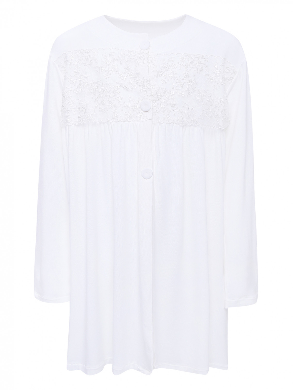 Сорочка трикотажная с кружевным декором La Perla  –  Общий вид  – Цвет:  Белый