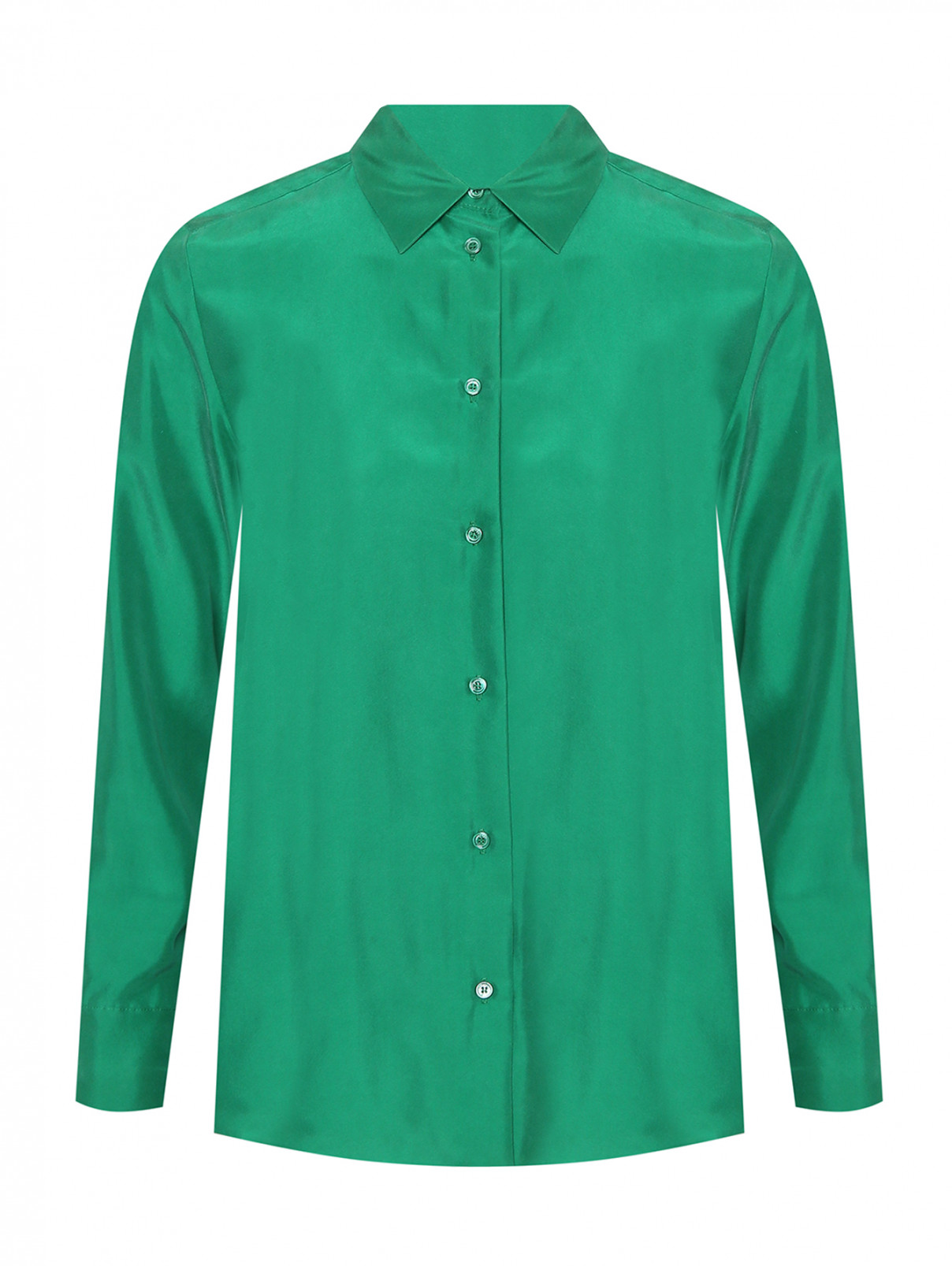 Блуза из шелка свободного кроя Weekend Max Mara  –  Общий вид  – Цвет:  Зеленый