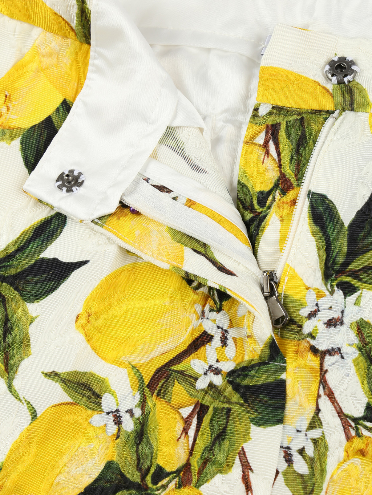 Брюки из хлопка и шелка с растительным узором Dolce & Gabbana  –  Деталь1  – Цвет:  Белый
