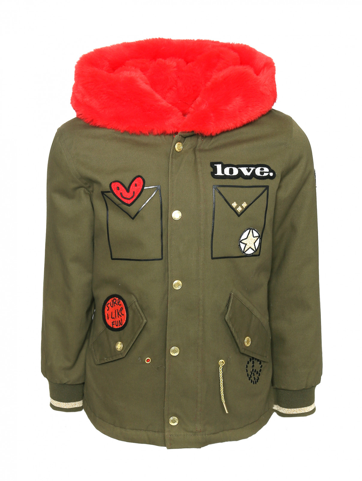 Куртка с аппликацией Little Marc Jacobs  –  Общий вид  – Цвет:  Зеленый
