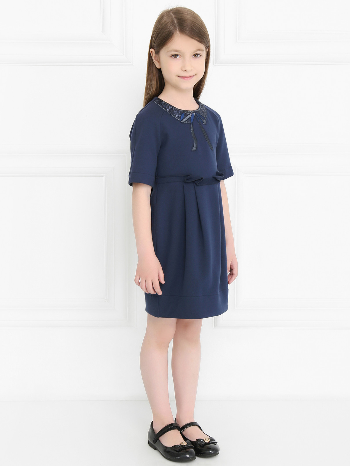 Платье из хлопка с декором MiMiSol  –  Модель Общий вид  – Цвет:  Синий