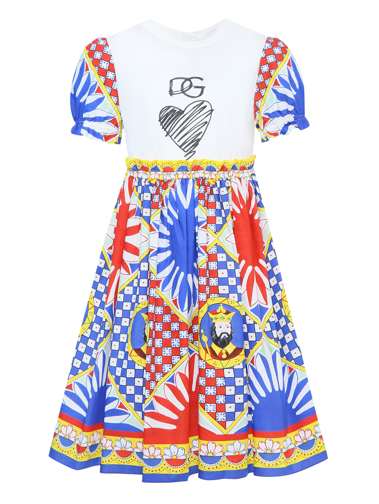 Хлопковое платье с узором и принтом Dolce & Gabbana  –  Общий вид  – Цвет:  Узор