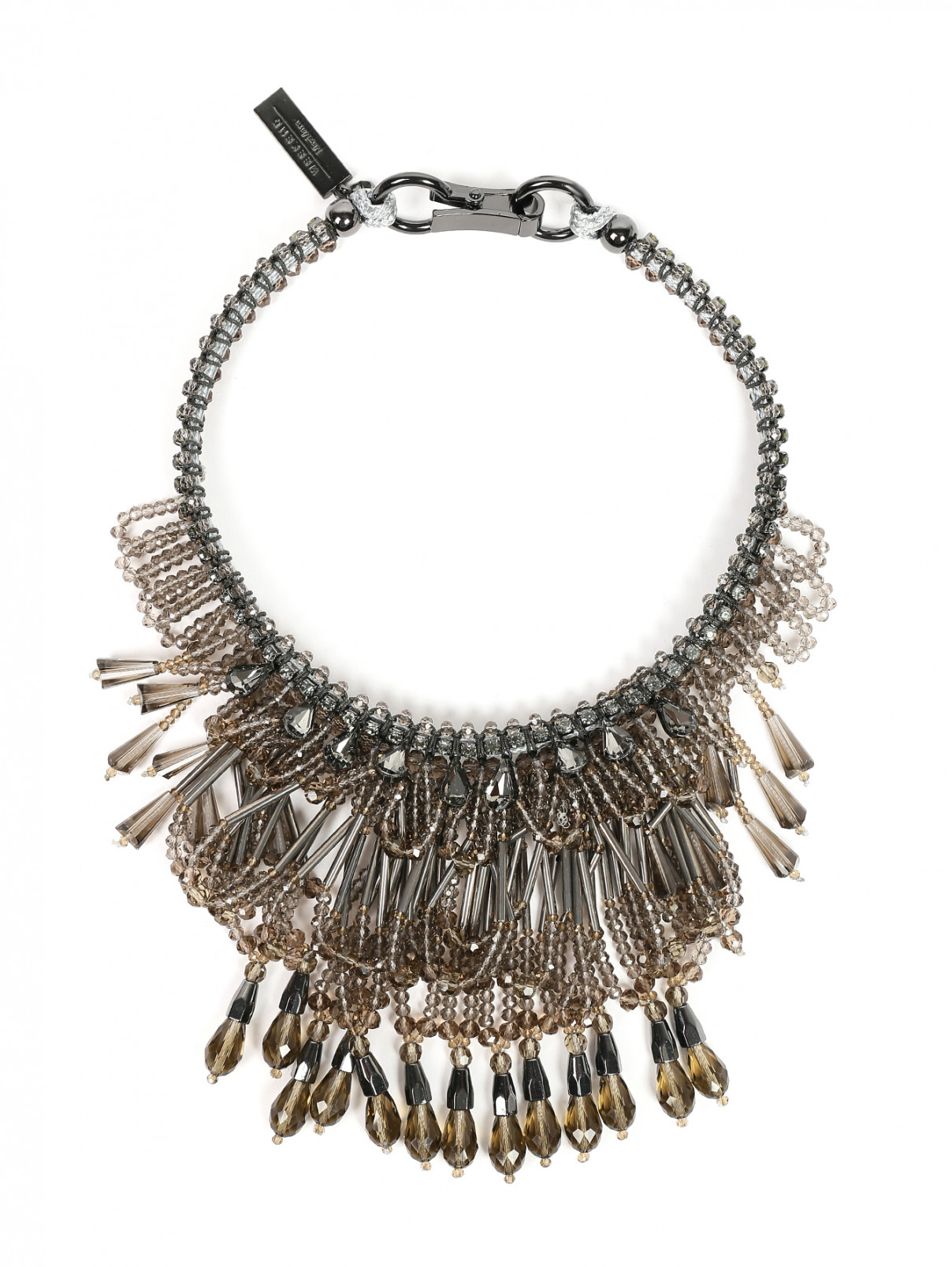 Ожерелье из бусин, декорированное кристаллами Weekend Max Mara  –  Общий вид  – Цвет:  Серый