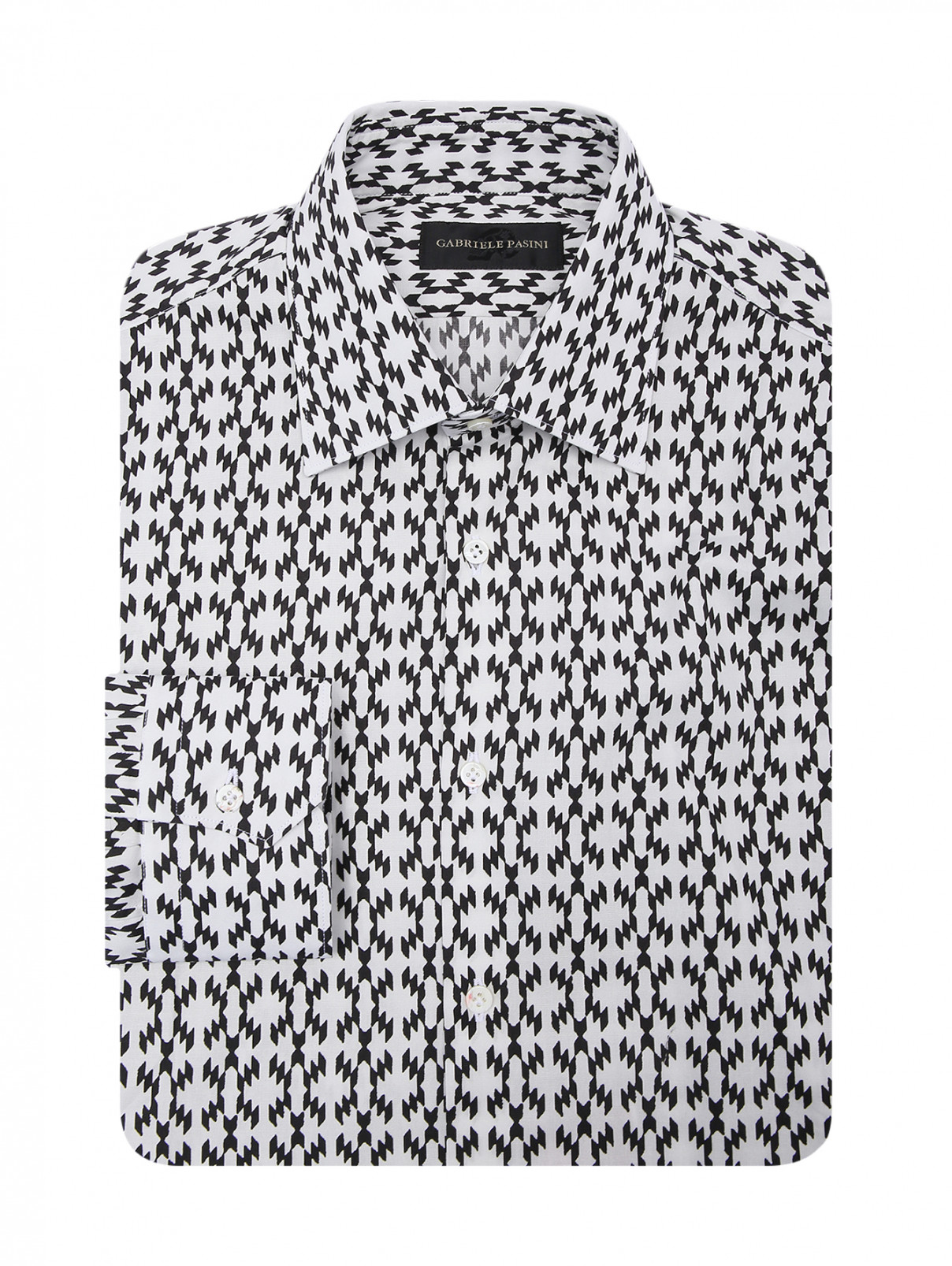 Рубашка из хлопка с узором Gabriele Pasini  –  Общий вид  – Цвет:  Белый