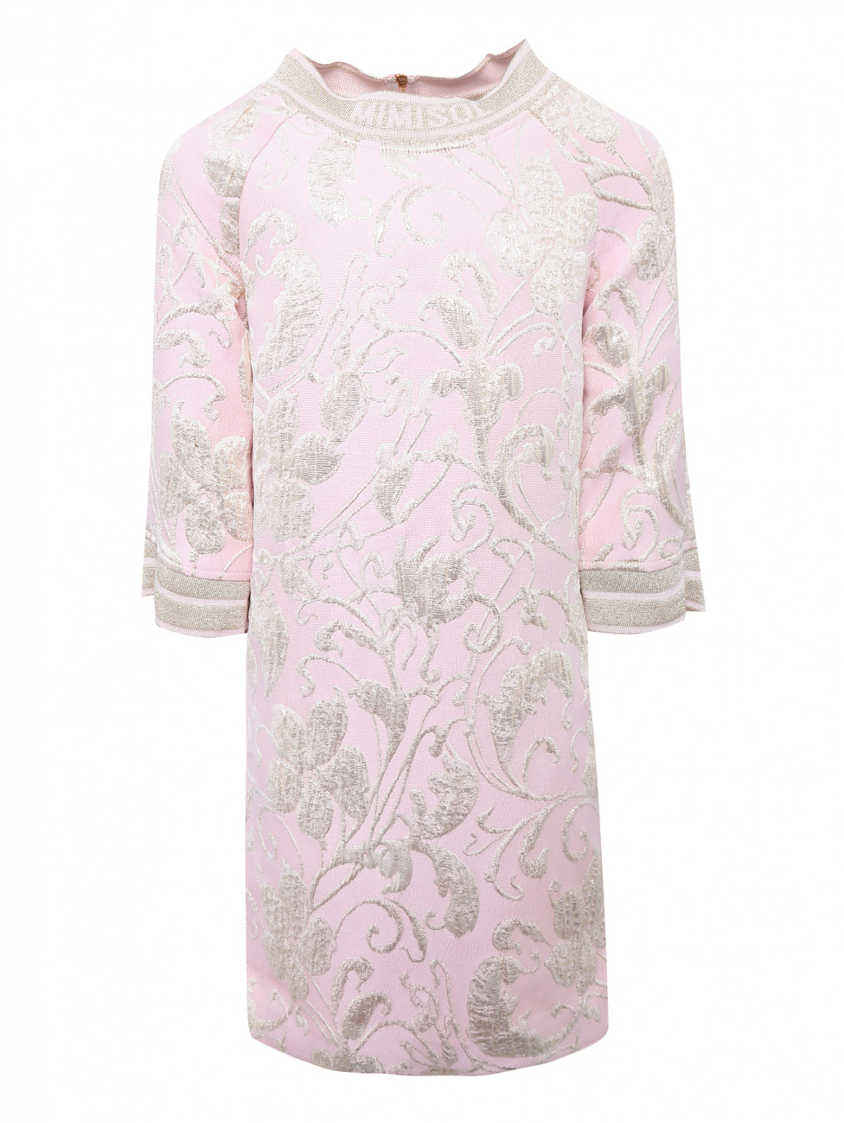 Платье свободного фасона из жаккарда MiMiSol  –  Общий вид  – Цвет:  Розовый