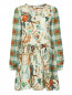 Платье-мини из шелка с цветочным узором Alberta Ferretti  –  Общий вид