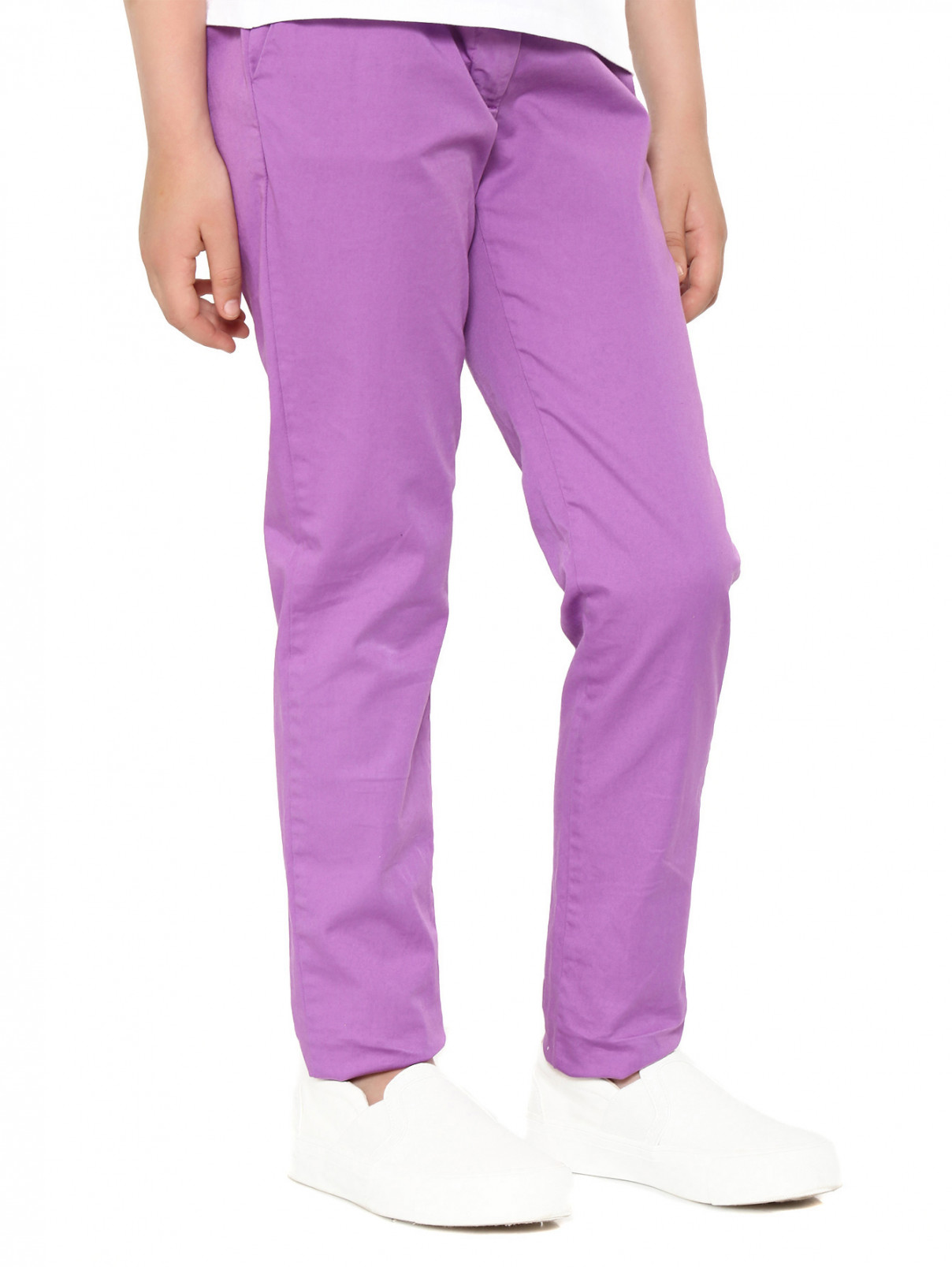 Зауженные брюки из хлопка Moschino  –  Модель Верх-Низ  – Цвет:  Фиолетовый
