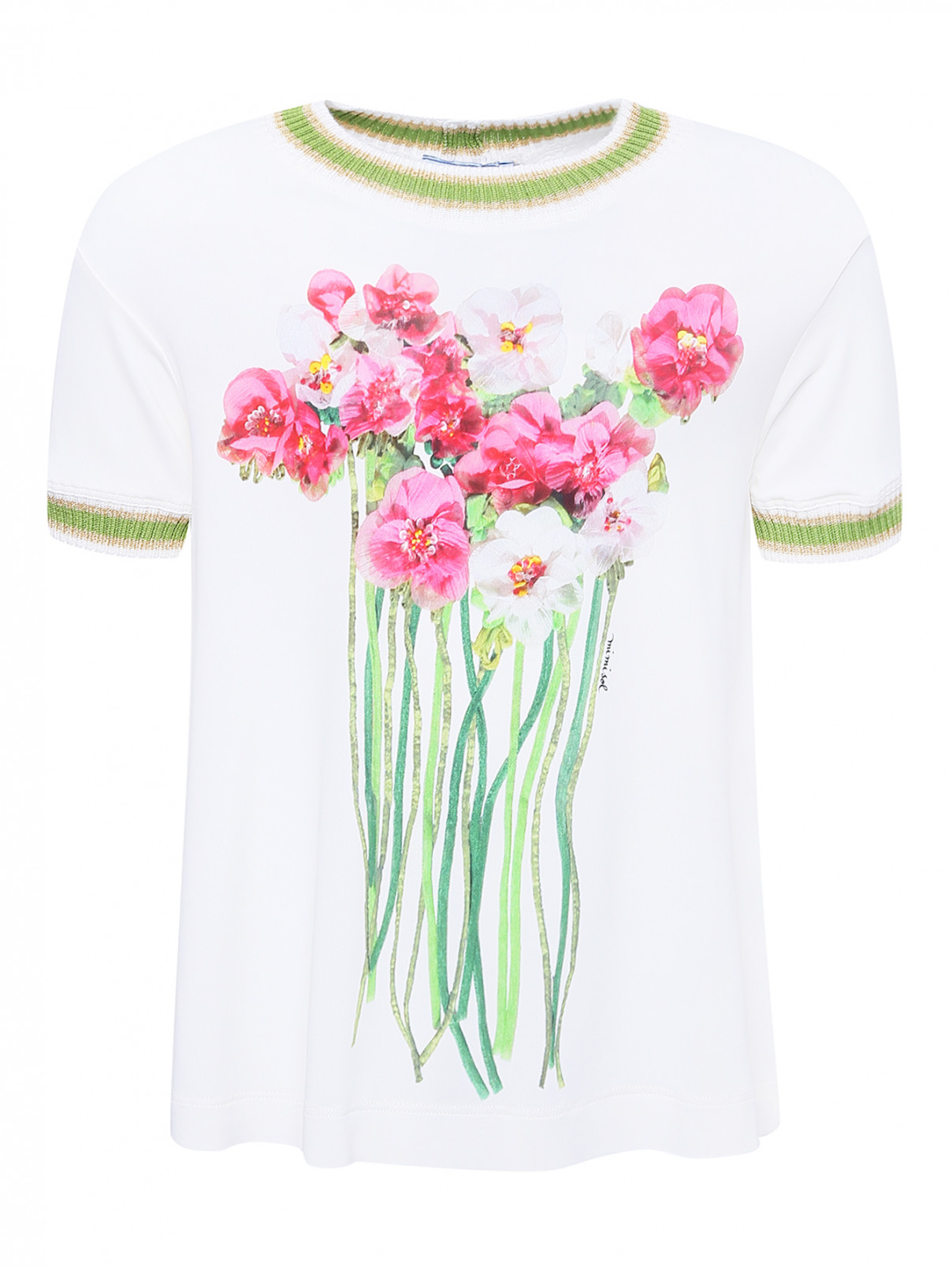 Блуза c цветочным декором MiMiSol  –  Общий вид  – Цвет:  Белый