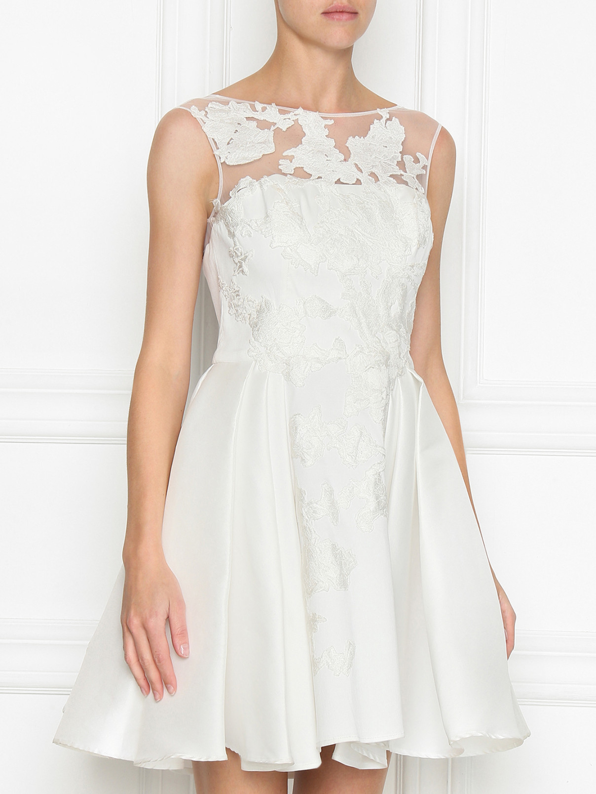 Платье из шелка с вышивкой Zuhair Murad  –  МодельВерхНиз  – Цвет:  Белый