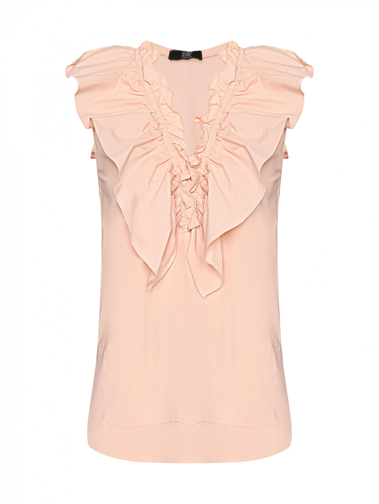 Блуза из хлопка с воланами Seventy  –  Общий вид  – Цвет:  Розовый