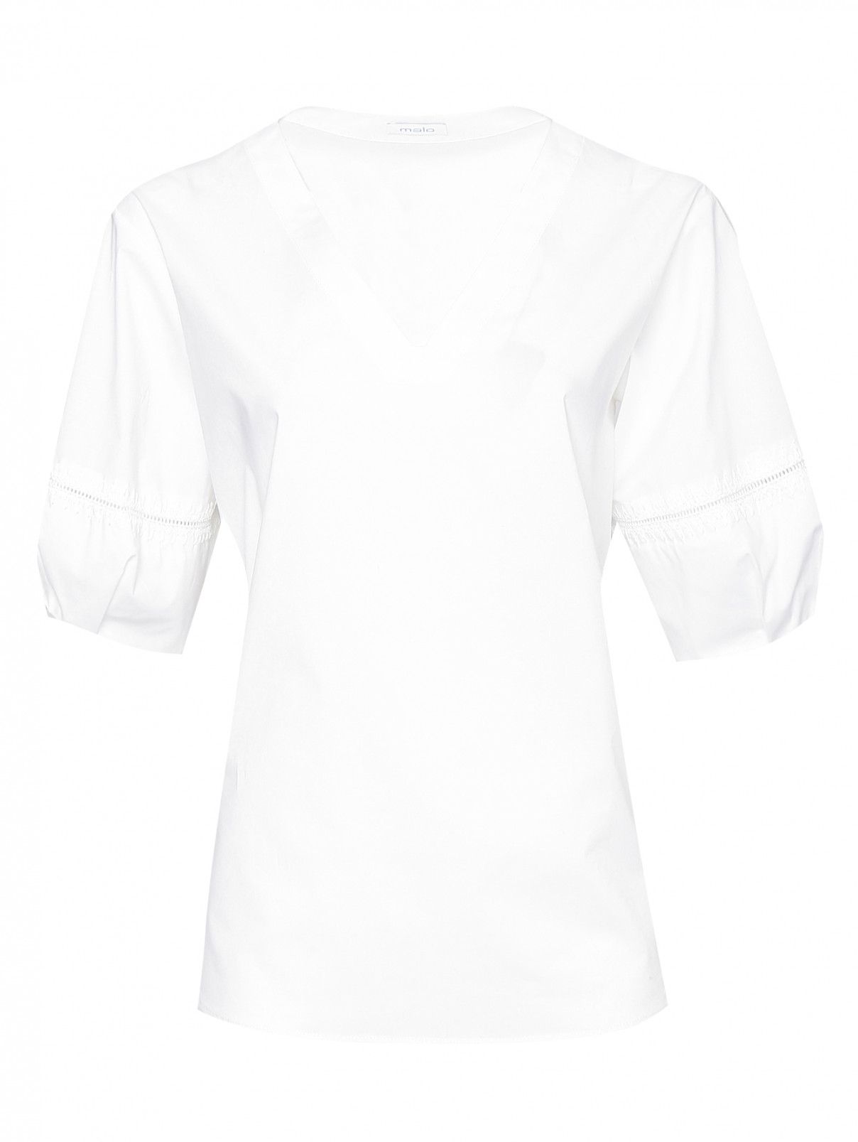 Блуза из хлопка свободного кроя Malo  –  Общий вид  – Цвет:  Белый