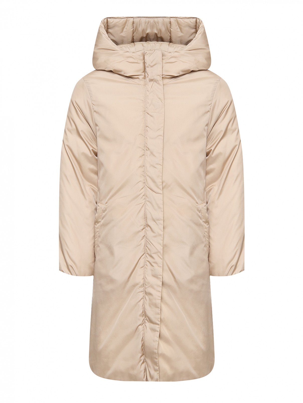 Утепленное пальто с капюшоном Aspesi  –  Общий вид  – Цвет:  Бежевый