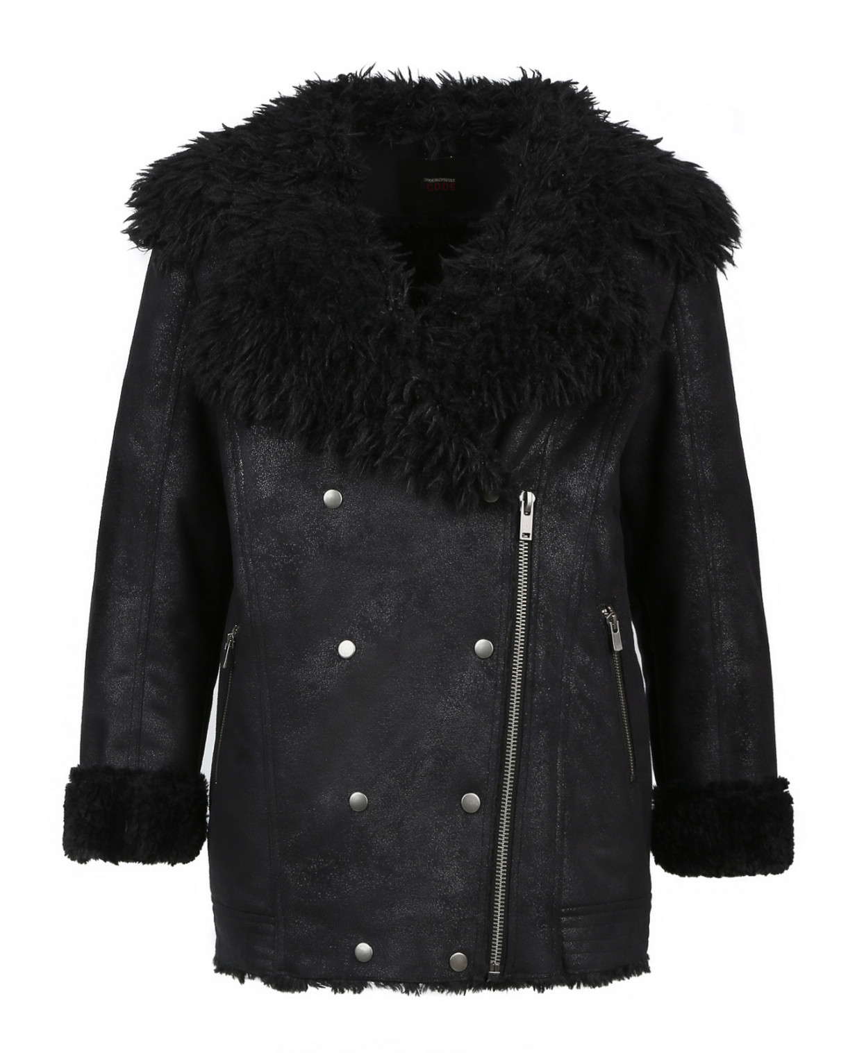 Пальто из искусственного меха I.CODE  –  Общий вид  – Цвет:  Черный