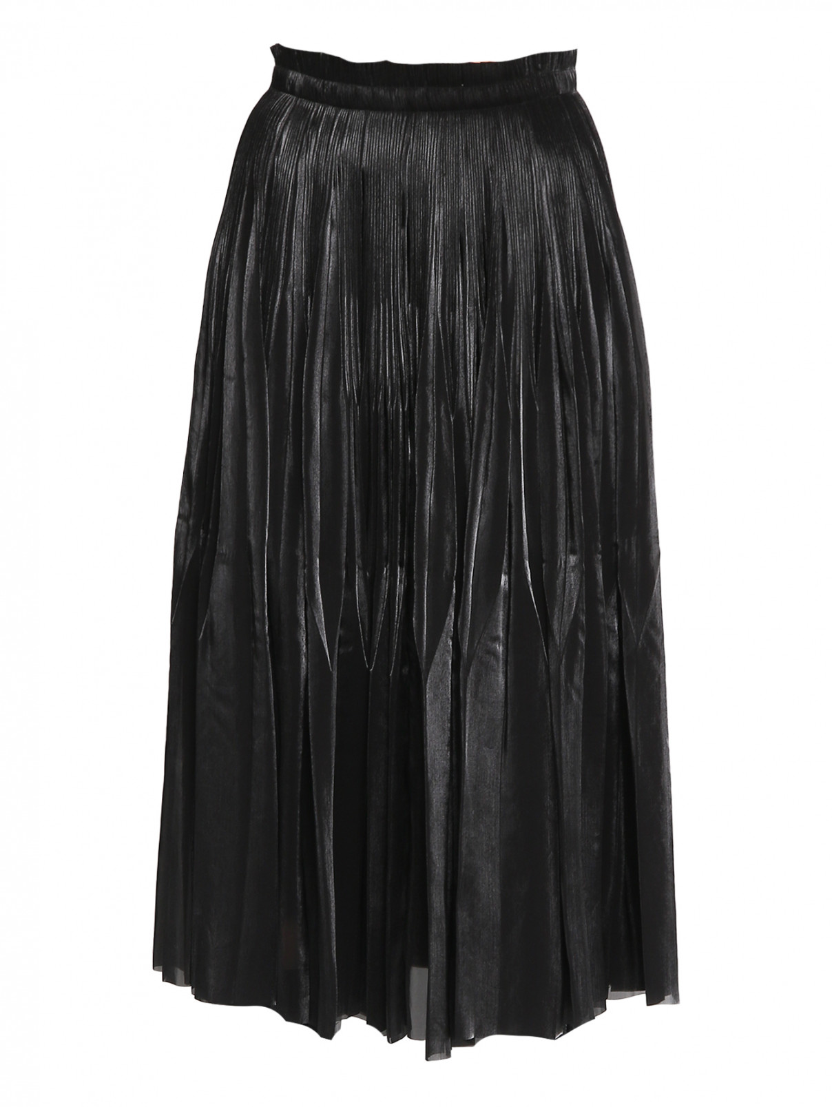 Плиссированная юбка миди P.A.R.O.S.H.  –  Общий вид  – Цвет:  Черный