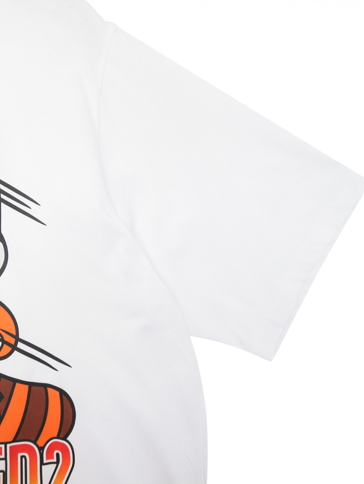 Трикотажная футболка с принтом Dsquared2  –  Деталь1  – Цвет:  Белый